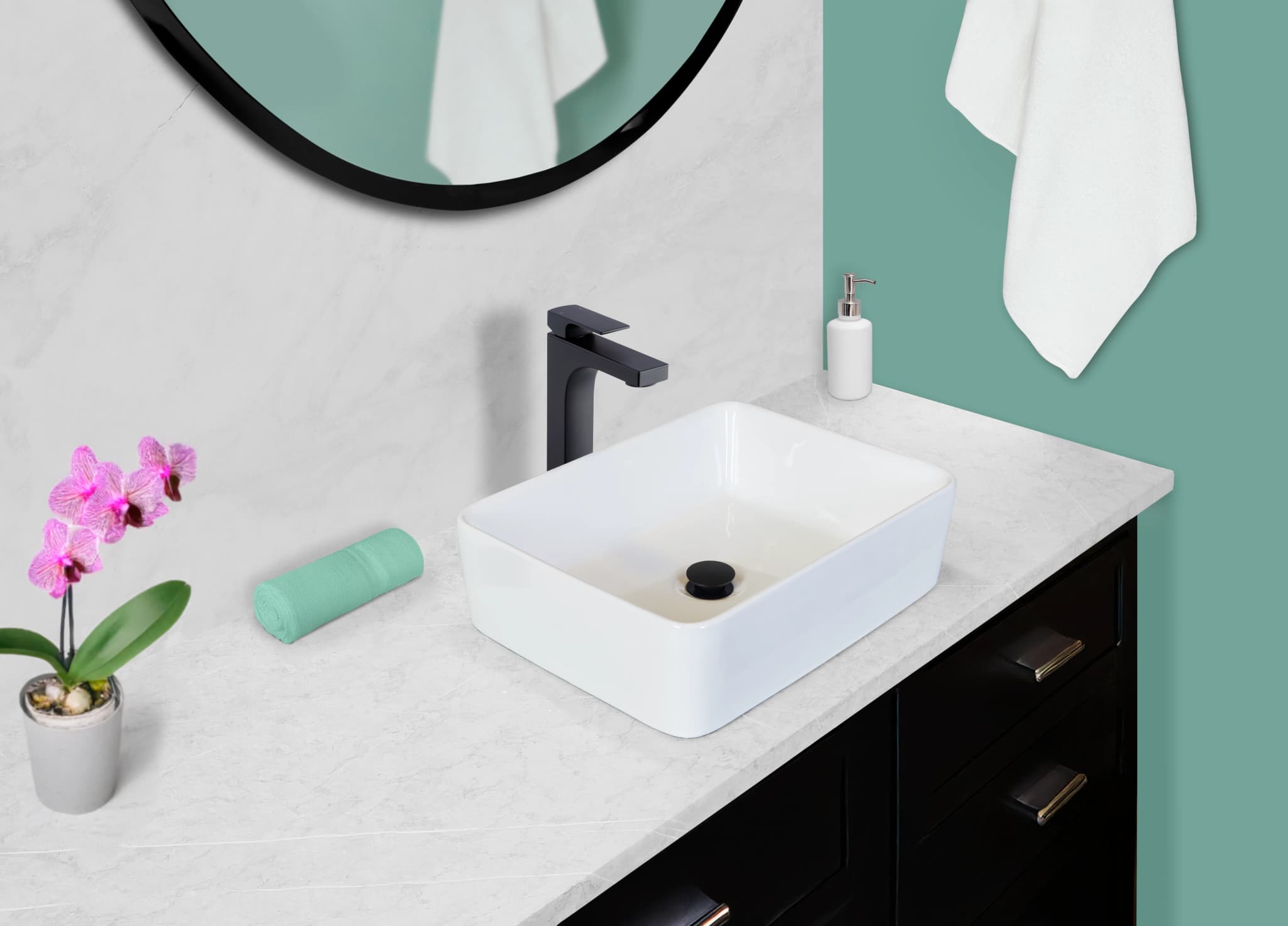 Admiral LF040-ADL Negro Mate en baño moderno